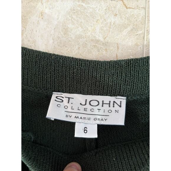 St. John Santana Knit Wide Leg Pants – Sz 6 - Hunter Green, Vintage Quiet Luxury - Picture 3 of 11